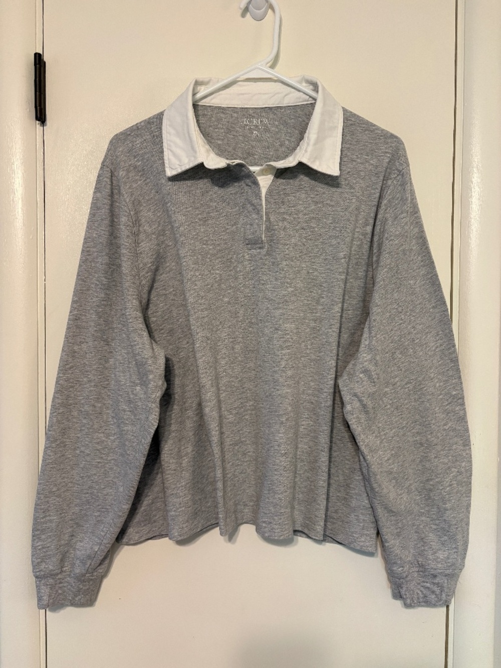 J. Crew #CP635 Women's Plus Vintage Jersey Cropped Rugby T-Shirt Top 2X Gray